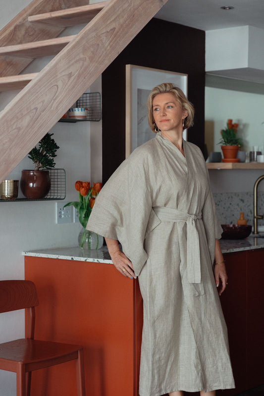 Stone Pure Linen Kimono