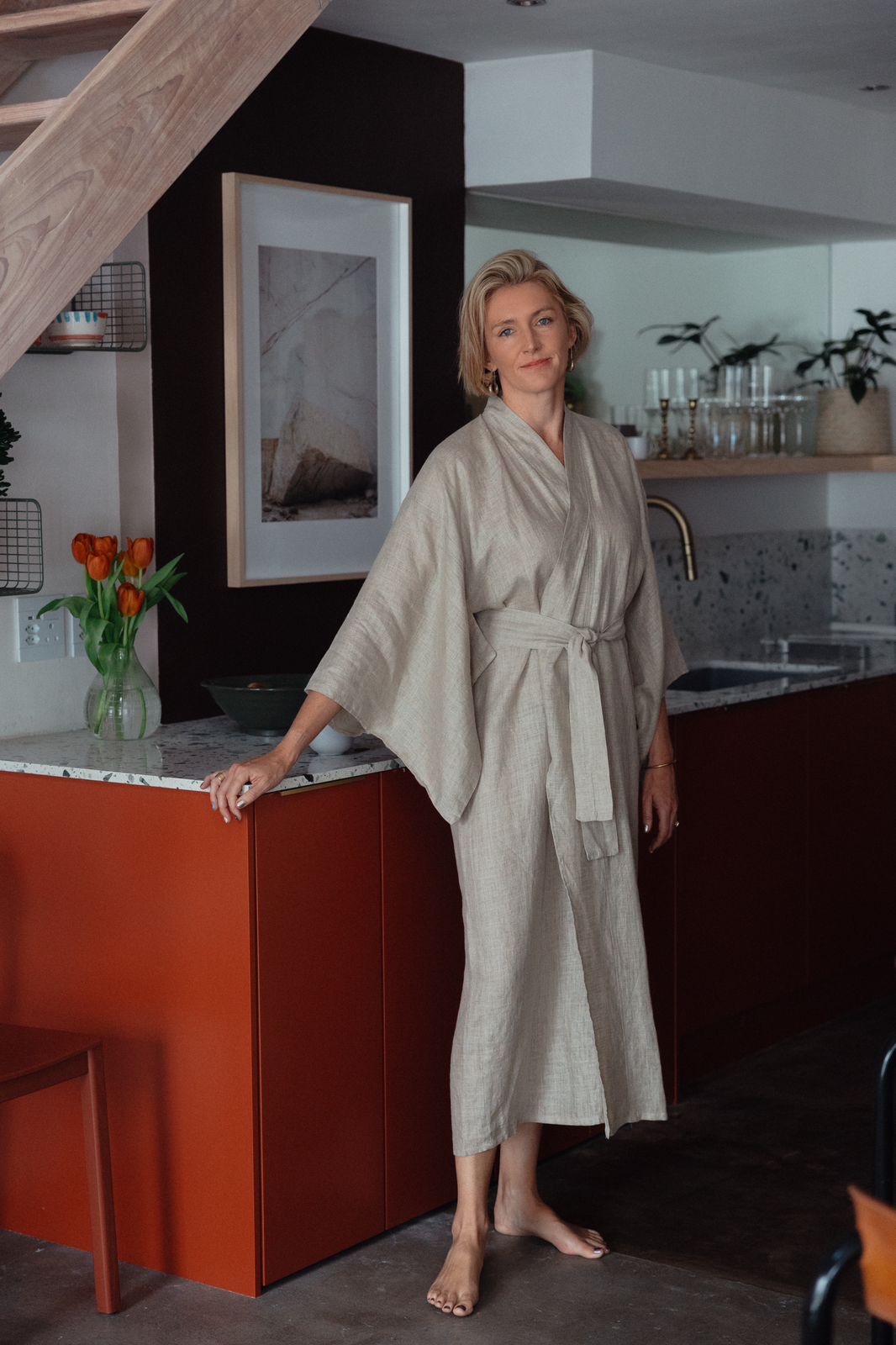 Stone Pure Linen Kimono