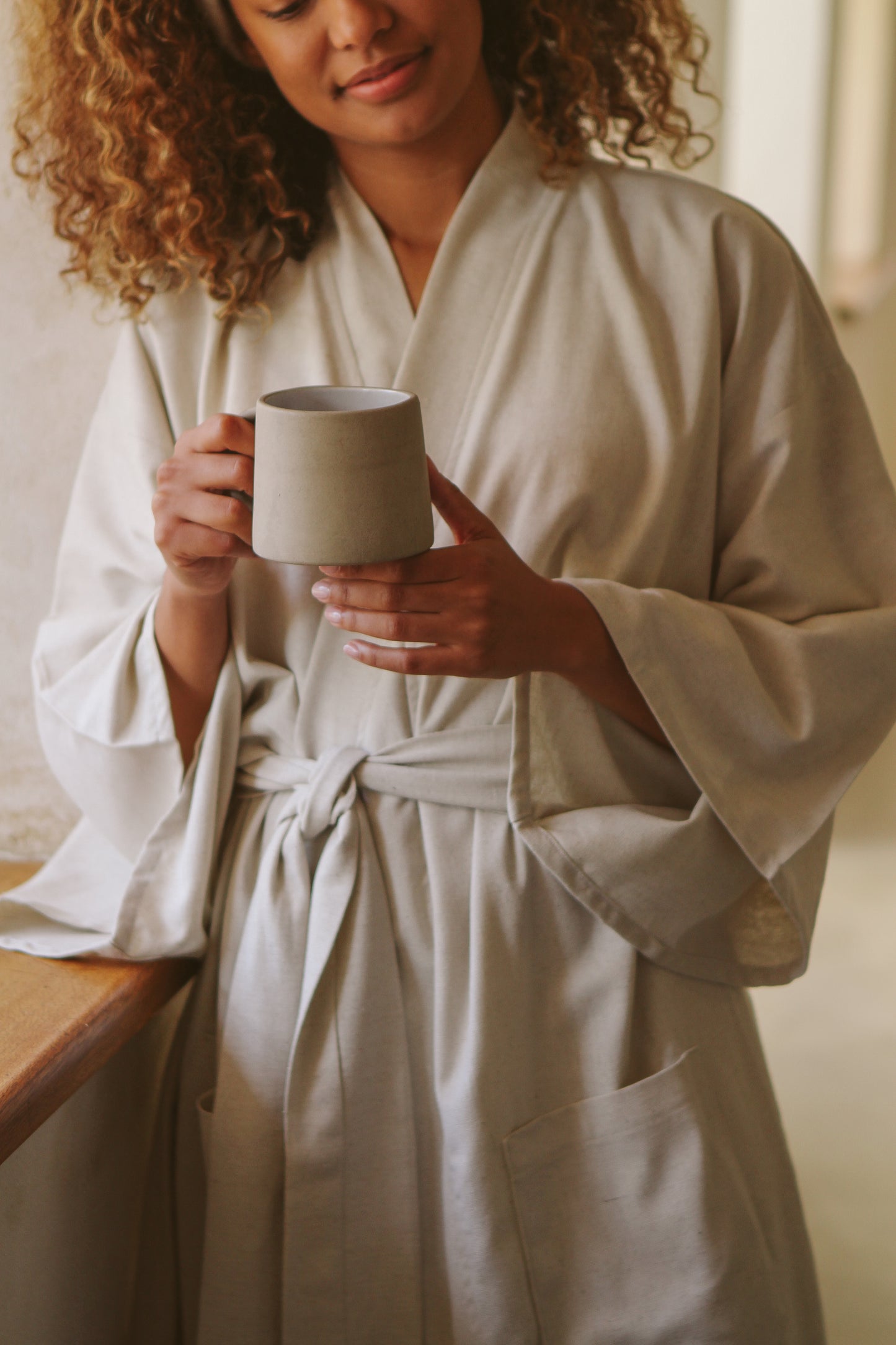 Oatmeal Linen Blend Kimono