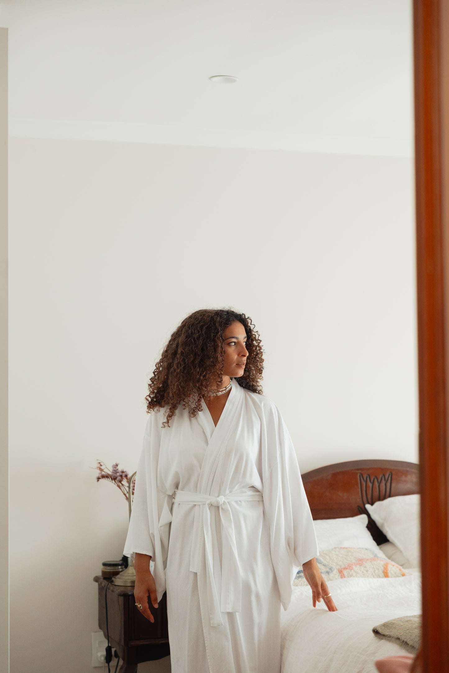 White Linen Blend Kimono