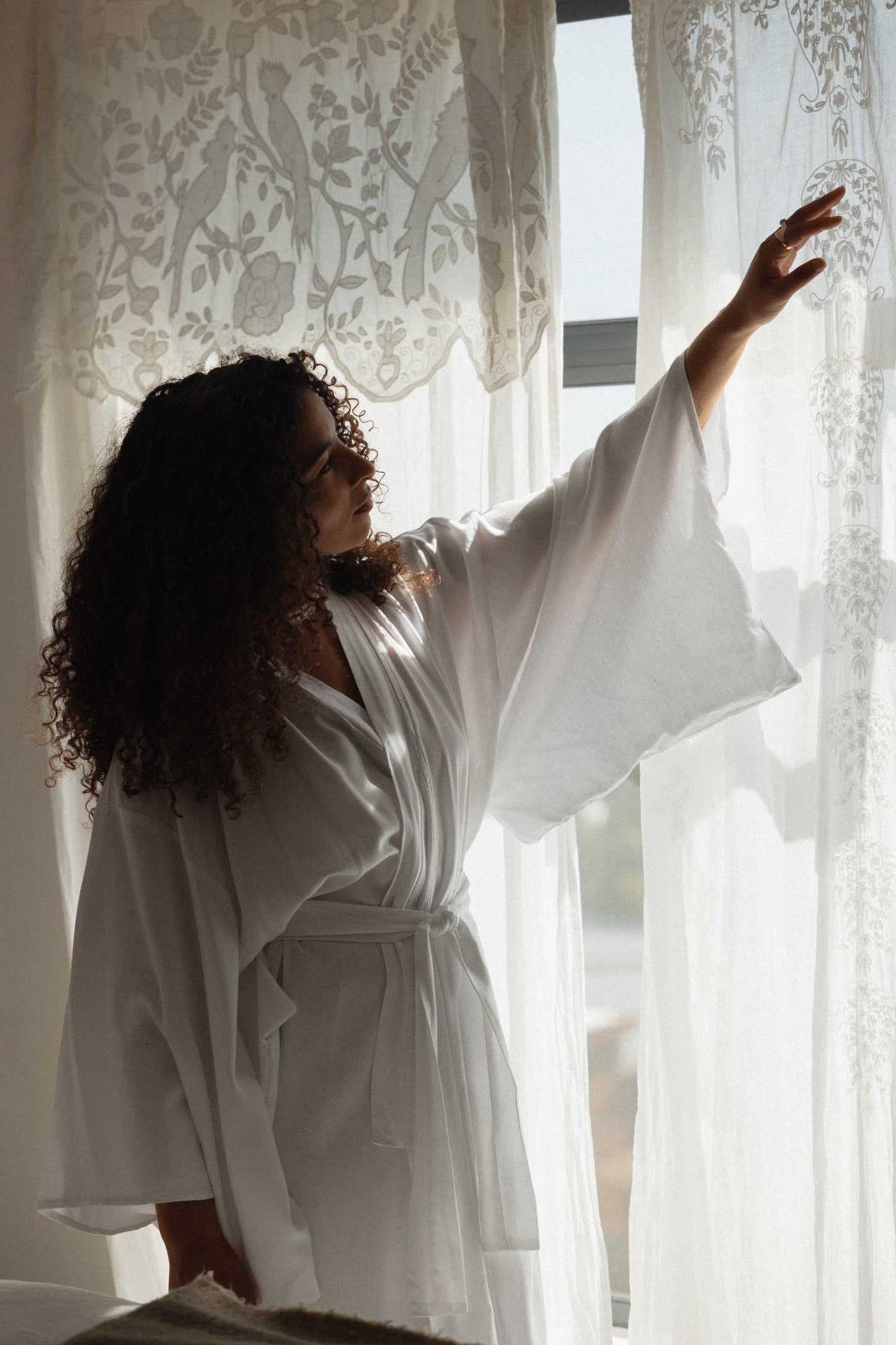 White Linen Blend Kimono