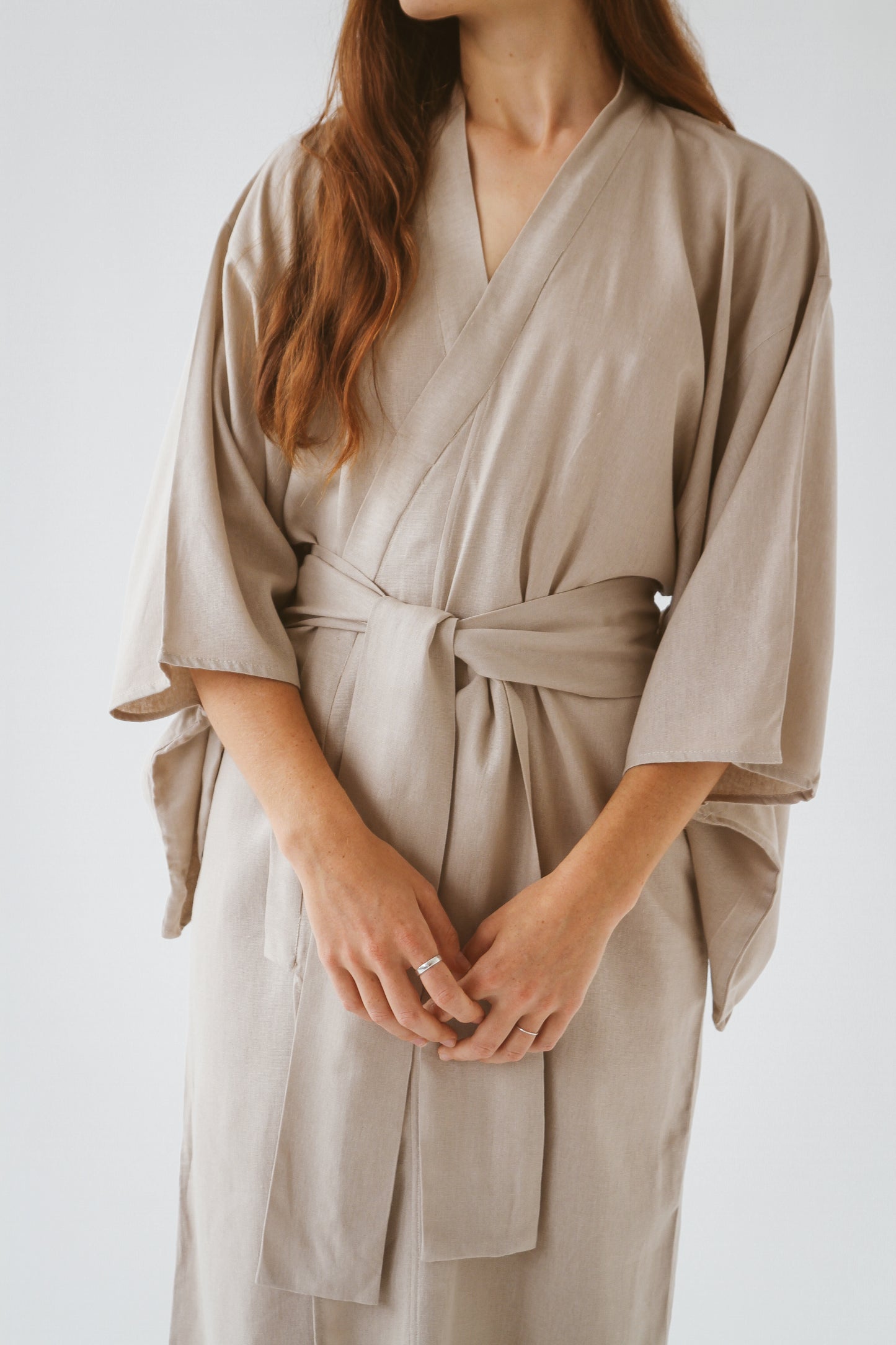 Stone Linen Blend Kimono