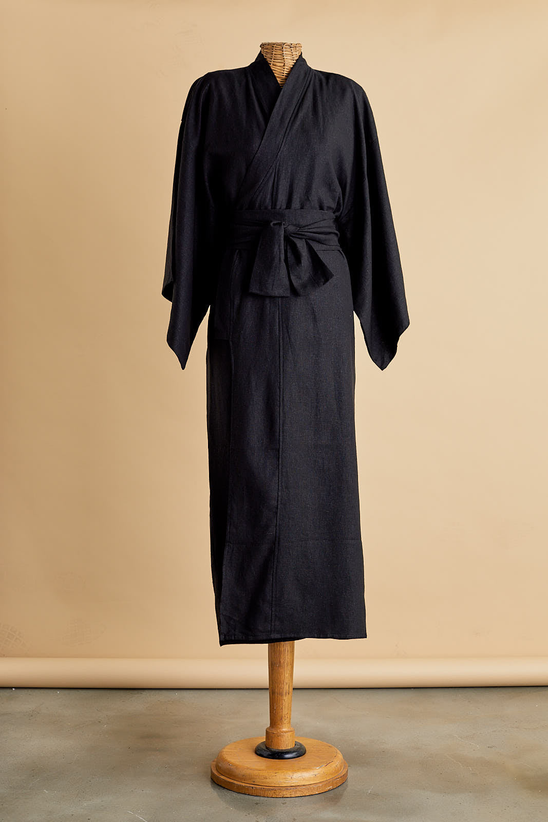 Black Linen Blend Kimono