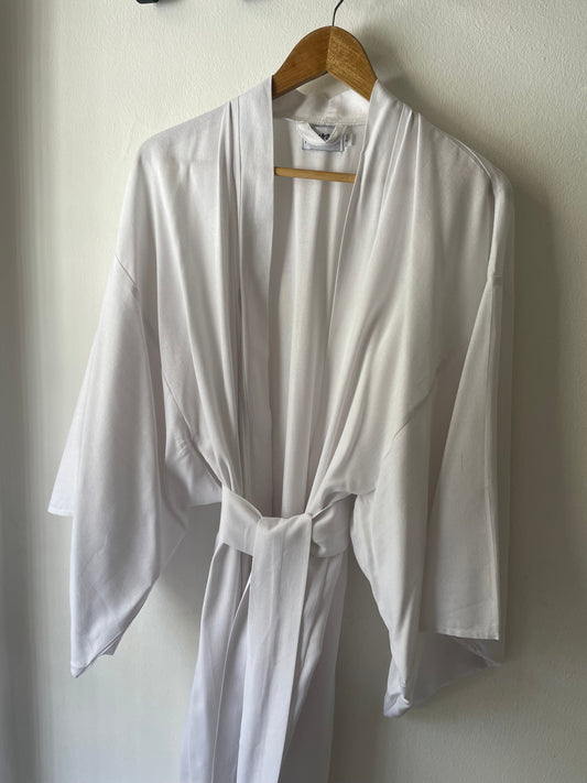 Pure White Linen Blend Kimono