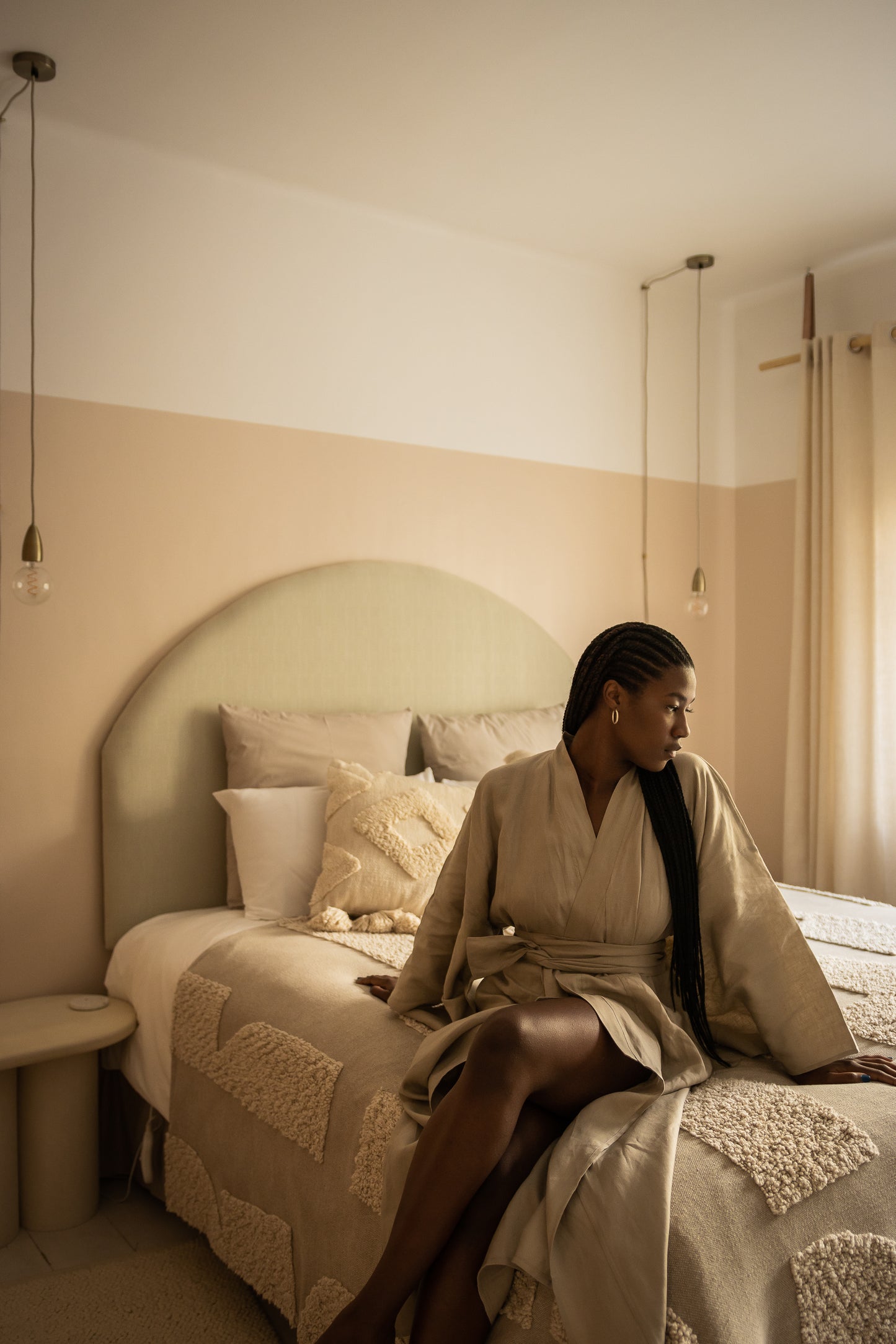 Stone Linen Blend Kimono