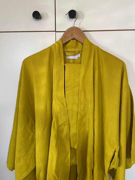 Chartreuse Linen Blend Kimono