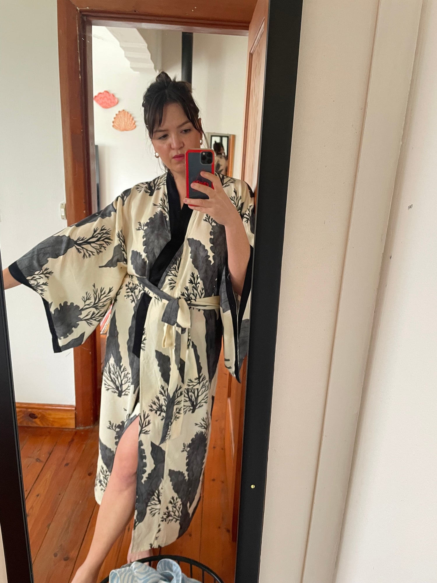 women wearing printed kimono