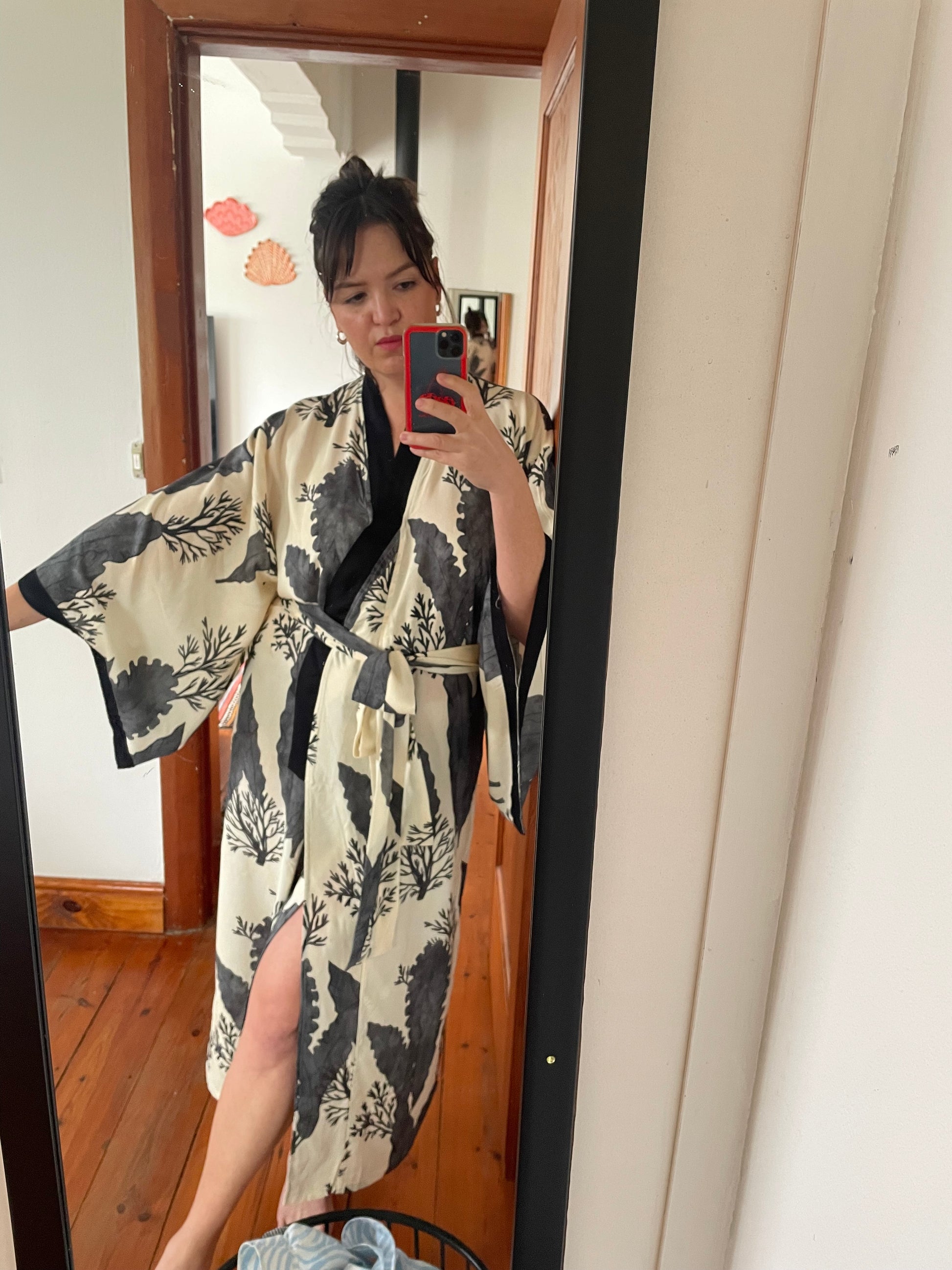 women wearing printed kimono