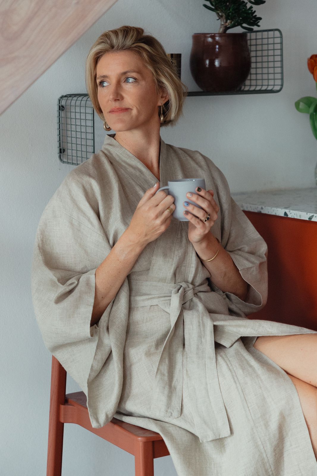 Stone Pure Linen Kimono