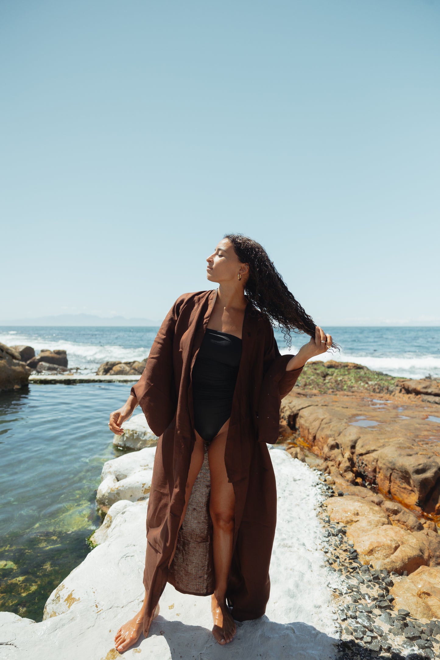 Chocolate Pure Linen Kimono
