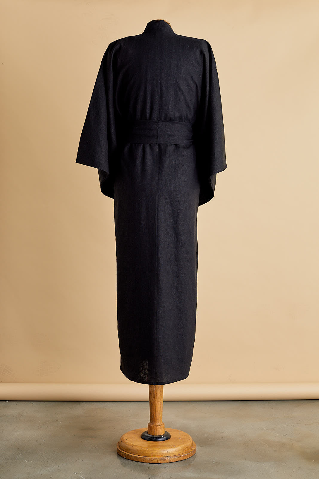 Black Linen Blend Kimono