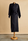 Black Linen Blend Kimono